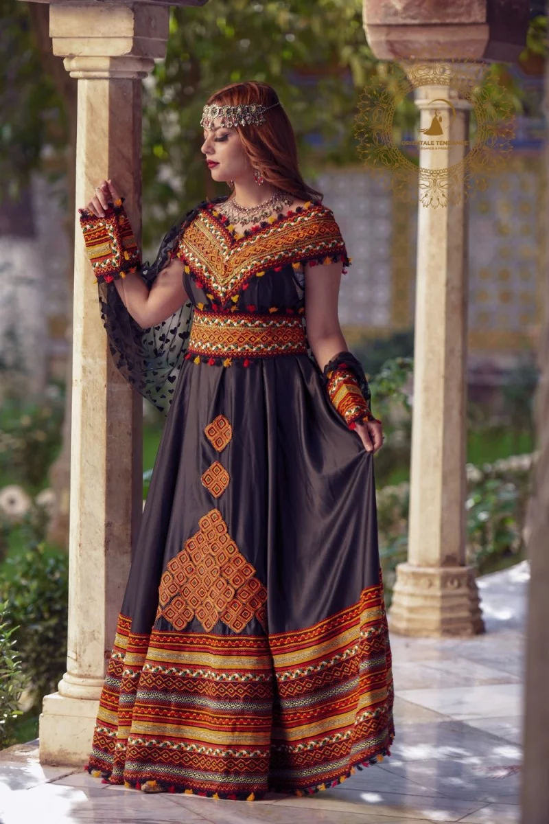 Robe Kabyle Traditionnelle - Caftan Femme Multicolore Taille XL - Neuf Sans Étiquettes