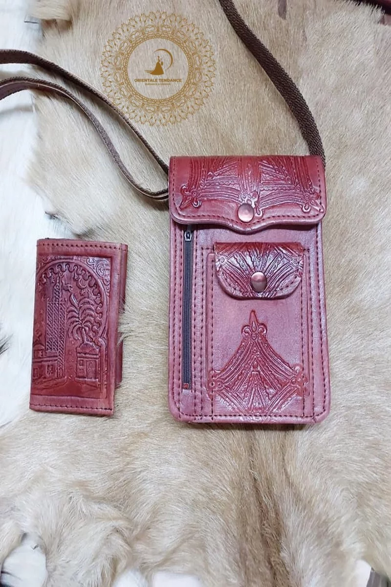 Pochette +porte monnaie en cuire - orientaletendance