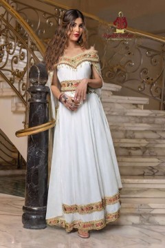 Modern white Kabyle dress, Ceremony Collection 2025 Elegant and timeless, ideal for your special events. Secure online payment.