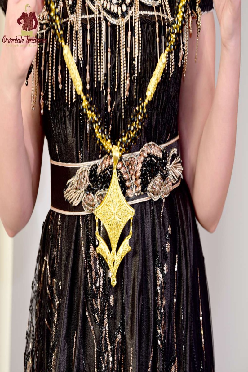 Algerian Skhab Necklace Noria in Gold-Plated Finish