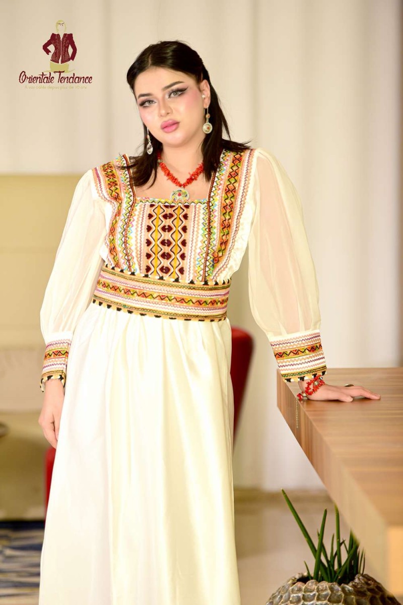 White Satin Event Kabyle Tizgha Dress