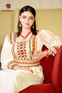 White Satin Event Kabyle Tizgha Dress White Satin Event Kabyle Tizgha Dress