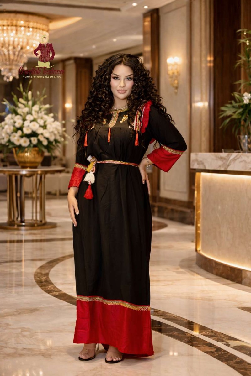 Robe Kabyle d'intérieur Tineghri noir collection 2026 Robe Kabyle d'intérieur Tineghri noir collection 2026