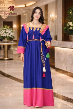Robe kabyle d'intérieur Tislay moderne en bleu