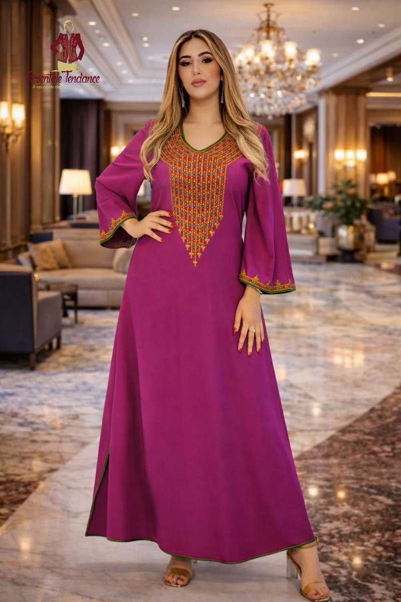 Gandoura Royale Brodée Anissa élégante orientale luxe Gandoura Royale Brodée Anissa élégante orientale luxe