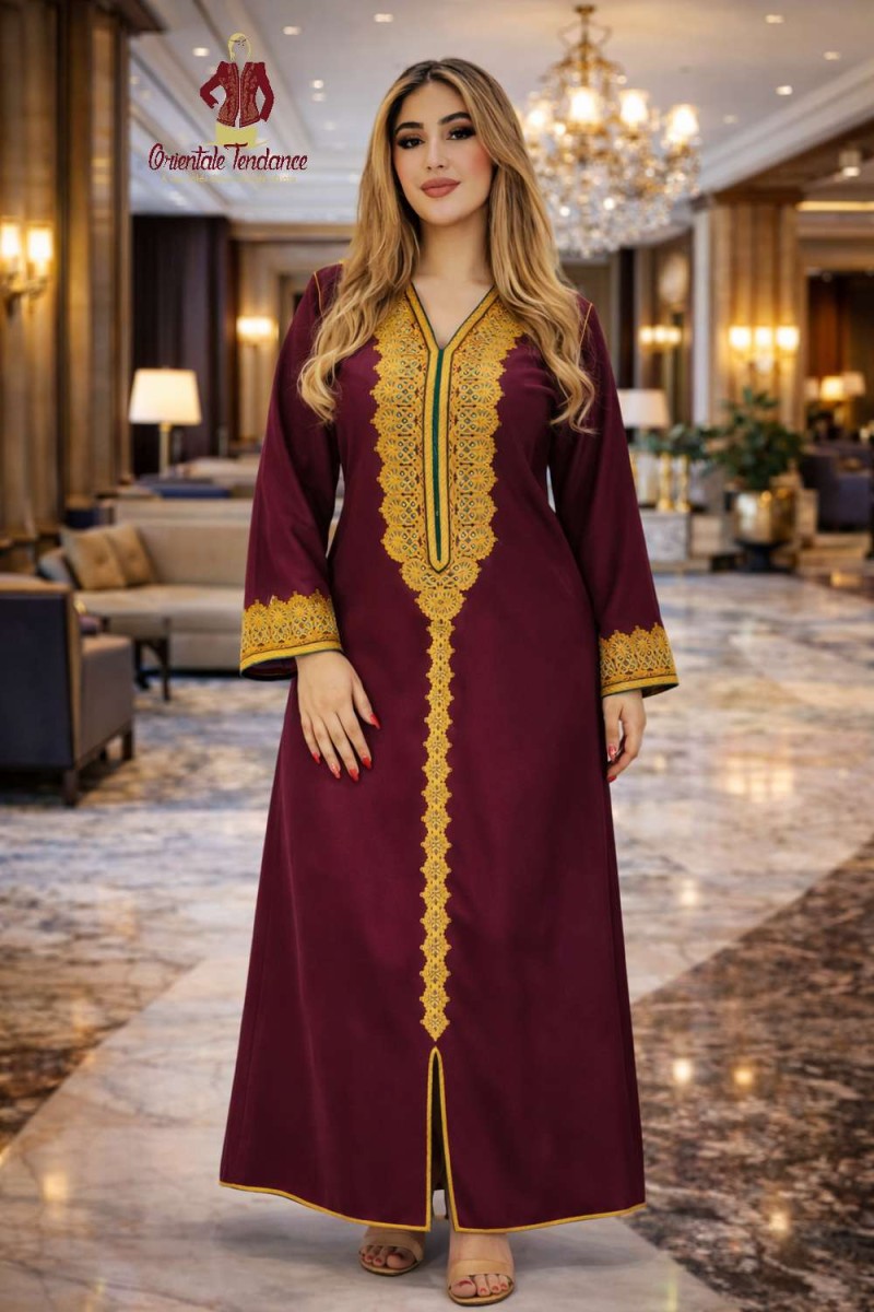 Gandoura Royale Brodée ZAHIA livraison internationale disponible